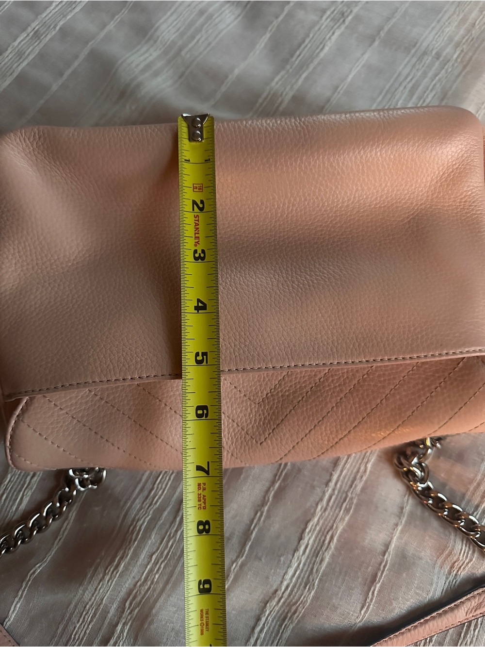 Karl Lagerfeld Paris Charlotte Quilted Chevron Shoulder Bag in Blush Pink - Picture 12 of 13